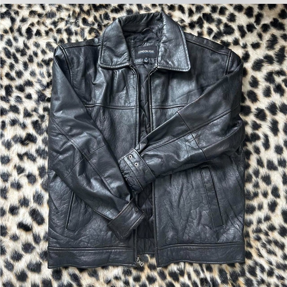 London Fog Black Real Leather Jacket